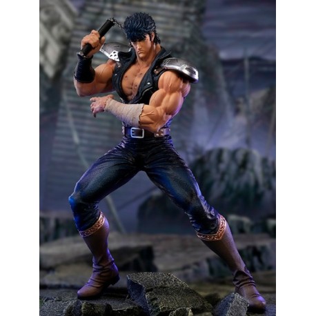 Figura de Ken de Hokuto No Ken en pose de acción sobre base rocosa