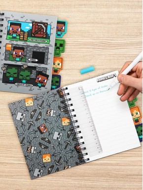 Carnet Minecraft avec design pixelisé et licence officielle
