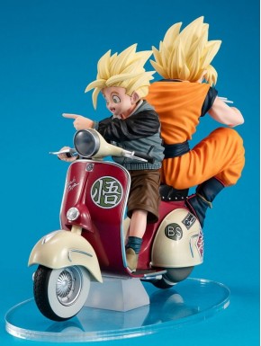 Diorama Dragonball Z Goku e Gohan em motocicleta