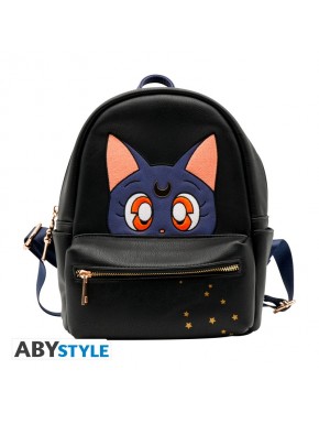 Mochila negra de Luna de Sailor Moon con detalles dorados