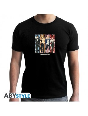 T-shirt noir Chainsaw Man avec personnages d'anime