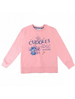 Sudadera infantil rosa de Stitch con mensaje romántico