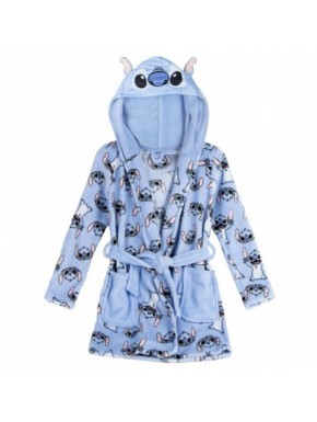 Bata azul de Stitch para niños con capucha y cinturón