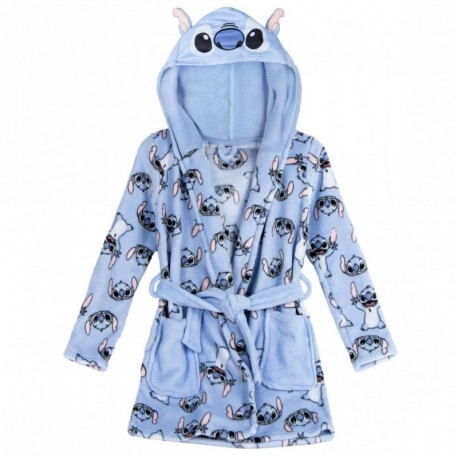 Peignoir bleu Stitch pour enfants avec capuche et ceinture