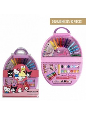 Coffret papeterie 50 pièces Hello Kitty en étui rose