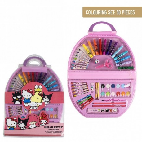 Coffret papeterie 50 pièces Hello Kitty en étui rose