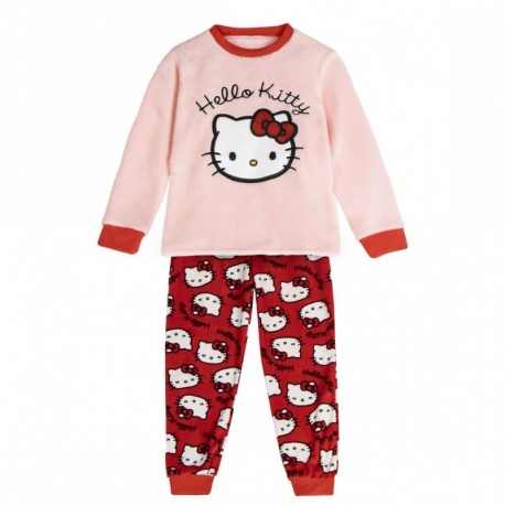 Pyjama long Hello Kitty rose et rouge pour filles