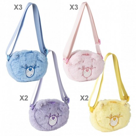 Sac peluche Care Bears en bleu, rose, jaune et lilas