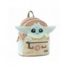 Mochila Casual Moda Couro PU The Mandalorian Grogu Bege