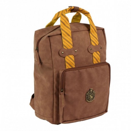 Sac à dos Harry Potter Poufsouffle simili cuir marron