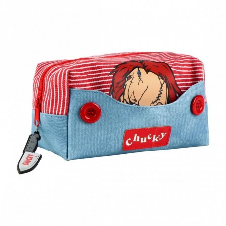 Trousse de toilette de voyage Chucky, design rouge et bleu
