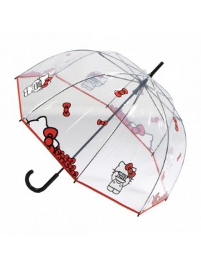 Parapluie transparent Hello Kitty avec nœuds rouges