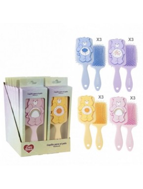 Brosse à cheveux rectangulaire Care Bears en couleurs pastel