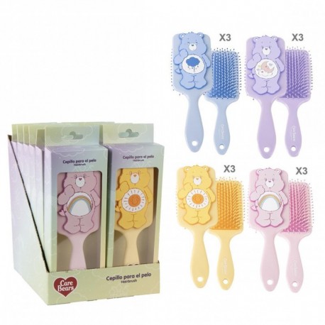 Brosse à cheveux rectangulaire Care Bears en couleurs pastel
