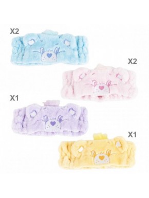 Turban de maquillage Care Bears en bleu, rose, lilas et jaune