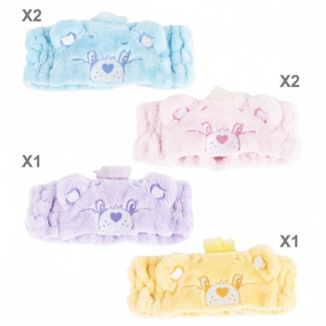 Turbante de maquillaje Care Bears en azul, rosa, lila y amarillo