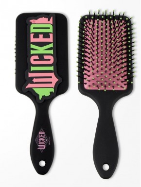 Brosse rectangulaire Wicked noire avec logo vert et rose