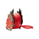 Bandolera roja Grinch Sleigh de Loungefly con detalles navideños