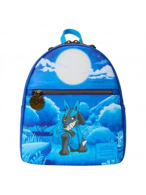 Mochila mini Pokémon Lucario azul bajo la luna