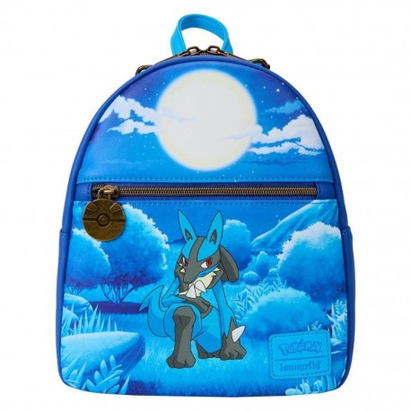 Mochila mini Pokémon Lucario azul bajo la luna