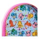 Mochila rosa con personajes Pokémon y diseño festivo