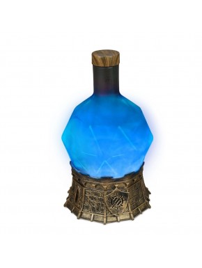 Lampe en forme de potion bleue avec base médiévale