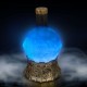 Lámpara azul con forma de poción en base medieval
