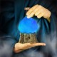 Lámpara azul con forma de poción en base medieval