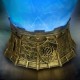Lámpara azul con forma de poción en base medieval