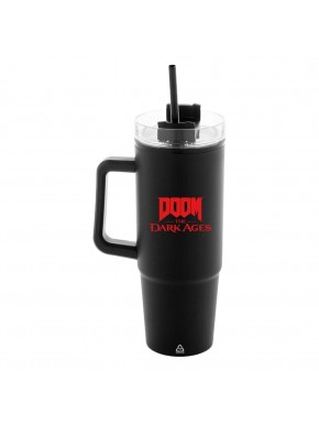 Taza termo Doom The Dark Ages negra con pajita