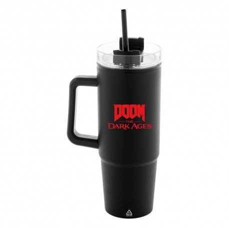Taza termo Doom The Dark Ages negra con pajita