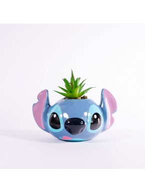 Vase 3D Stitch avec plante succulente