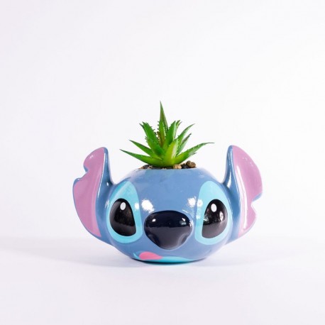 Vase 3D Stitch avec plante succulente
