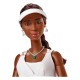 Muñeca Barbie Venus Williams con ropa de tenis blanca