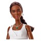 Muñeca Barbie Venus Williams con ropa de tenis blanca