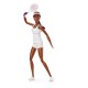 Muñeca Barbie Venus Williams con ropa de tenis blanca