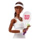 Muñeca Barbie Venus Williams con ropa de tenis blanca