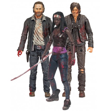 Set 3 Figures The Walking Dead 13 cm Michonne, Rick and Daryl