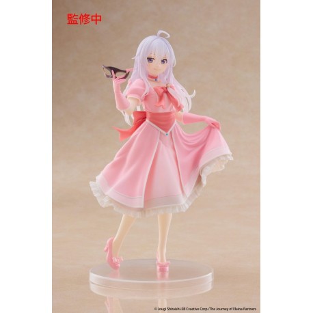 Figura de Elaina con vestido de fiesta rosa y máscara