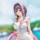 Estatua de Minori Chigusa en traje de baño con flotador