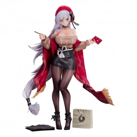 Estatua Azur Lane 1/7 con capa roja y bolso, 28 cm