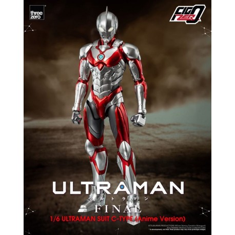 Figura articulada de Ultraman Suit C-Type de 31 cm en tonos plata y rojo
