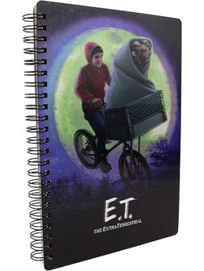 Libreta 3D de E.T. y Elliot en bicicleta.