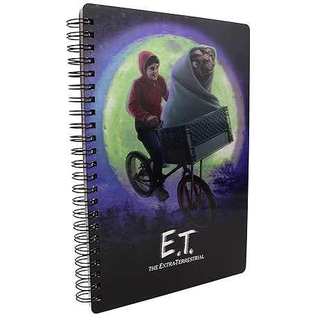 Libreta 3D de E.T. y Elliot en bicicleta.