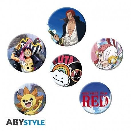 Set de chapas de One Piece Red con diseños protagonistas