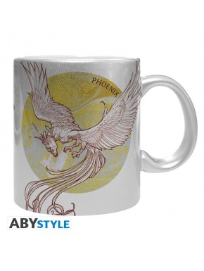 Taza plateada de Harry Potter con diseño de Fénix