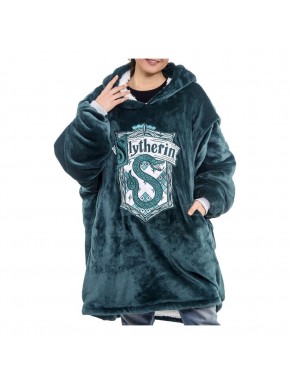 Sudadera de vellón Slytherin verde con capucha