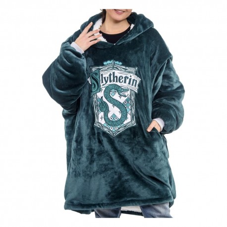 Sudadera de vellón Slytherin verde con capucha