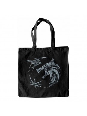 Bolso negro The Witcher con diseño de lobo
