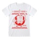 Camiseta blanca de Bob Esponja Krusty Krab con diseño rojo